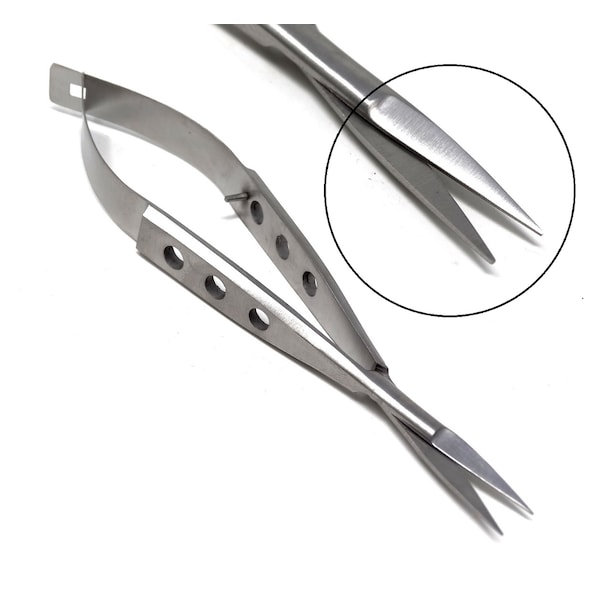 A2Z Scilab Castroviejo Micro Scissors 3.5" Straight, Fenestrated Flat Handle A2Z-ZR534 - main